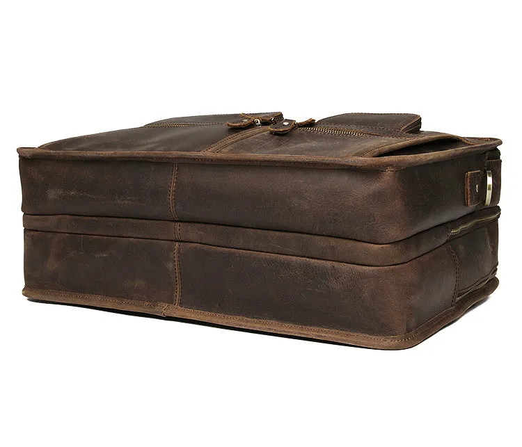 YAAGLE Multi-pockets Crazy Horse Leather Briefcase Handbag for Men YG7387