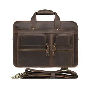YAAGLE Multi-pockets Crazy Horse Leather Briefcase Handbag for Men YG7387