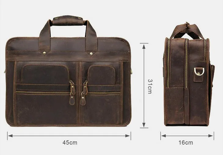 YAAGLE Multi-pockets Crazy Horse Leather Briefcase Handbag for Men YG7387