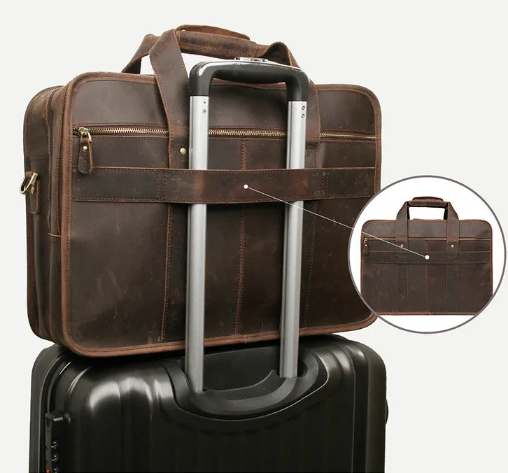 YAAGLE Multi-pockets Crazy Horse Leather Briefcase Handbag for Men YG7387
