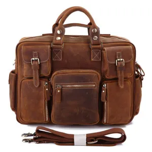 YAAGLE Multi-pockets Real Leather Hand Briefcase for Men YG7028