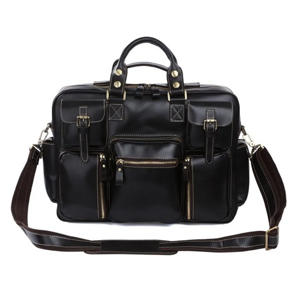 YAAGLE Multi-pockets Real Leather Hand Briefcase for Men YG7028