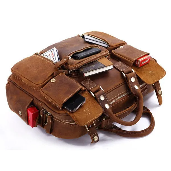YAAGLE Multi-pockets Real Leather Hand Briefcase for Men YG7028