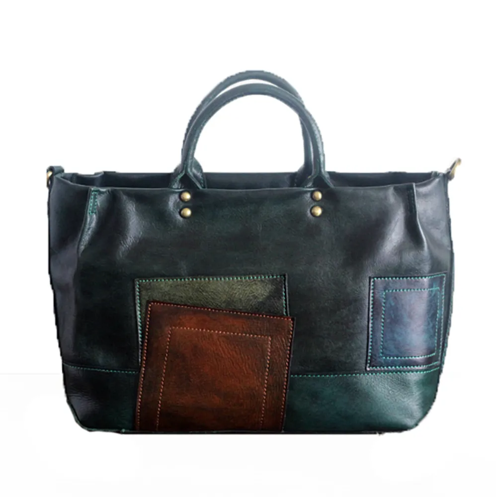 YAAGLE Women Personalized Real Leather Patchwork Handbag YGPD2107