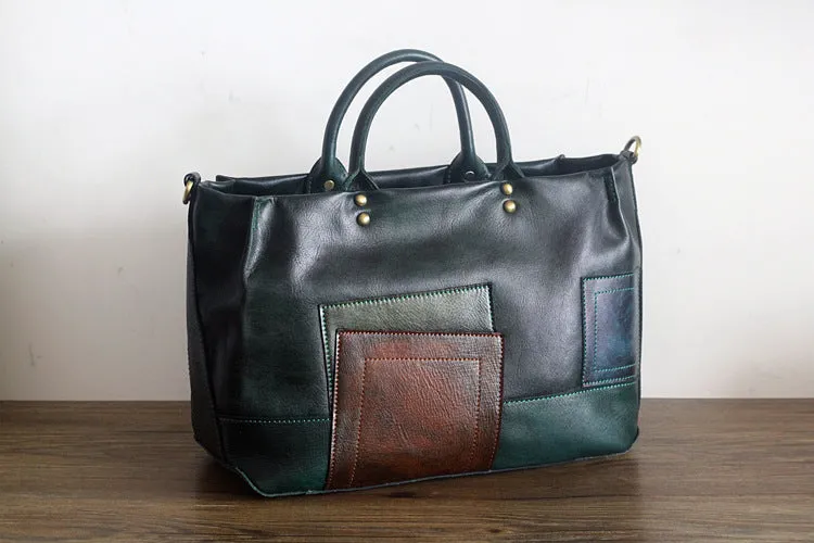 YAAGLE Women Personalized Real Leather Patchwork Handbag YGPD2107