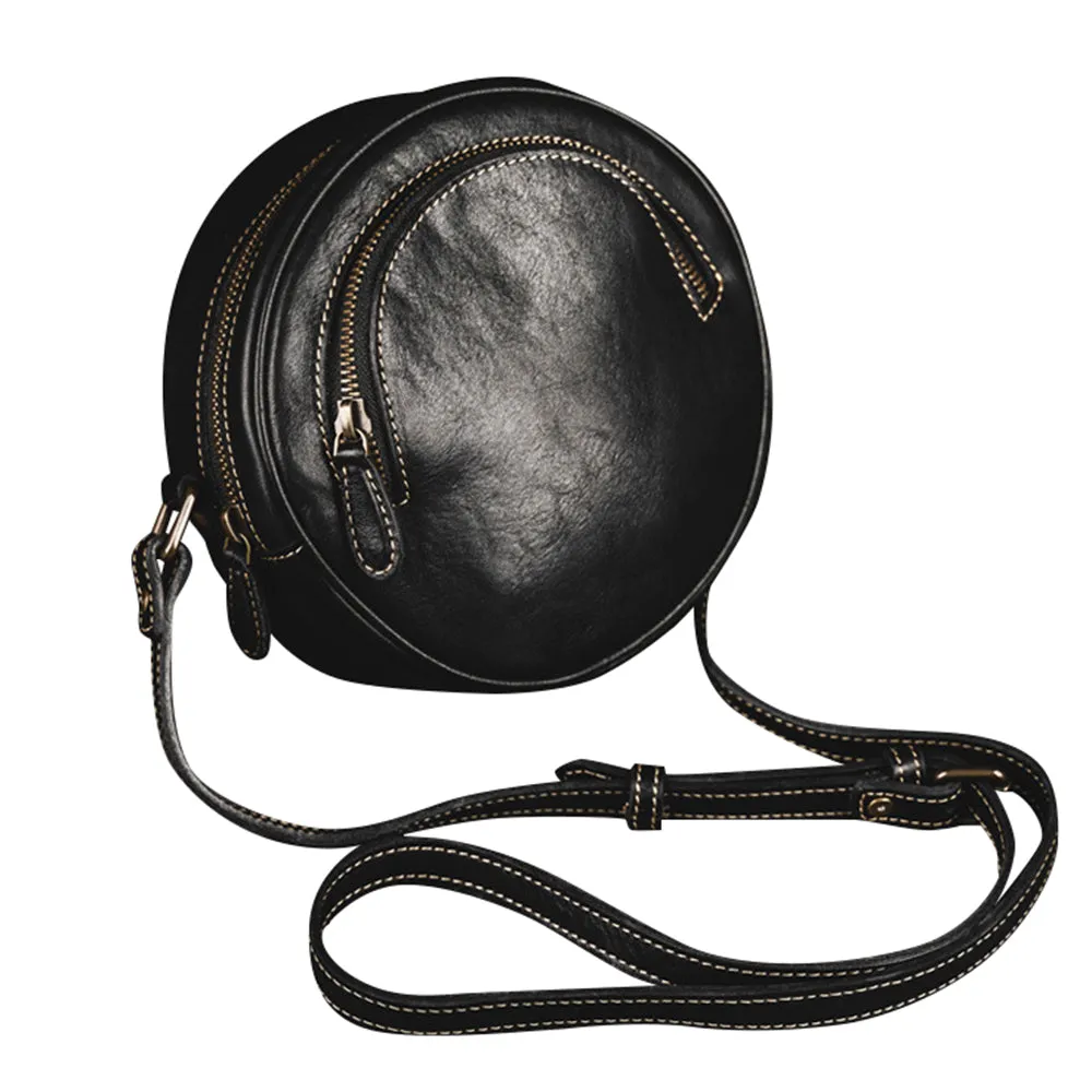 YAAGLE Women Personalized Tanned Leather Round Shoulder Bags YG7120