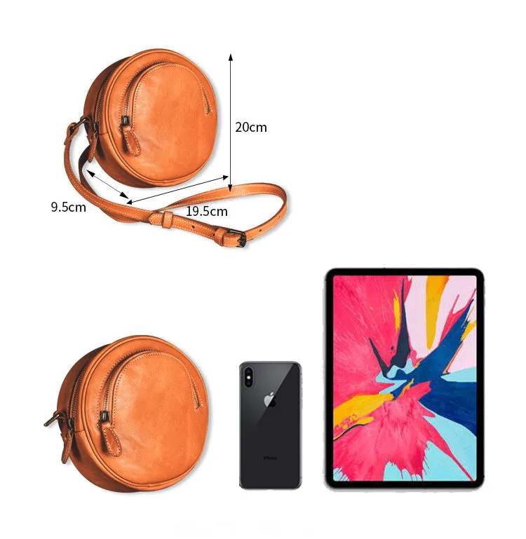 YAAGLE Women Personalized Tanned Leather Round Shoulder Bags YG7120