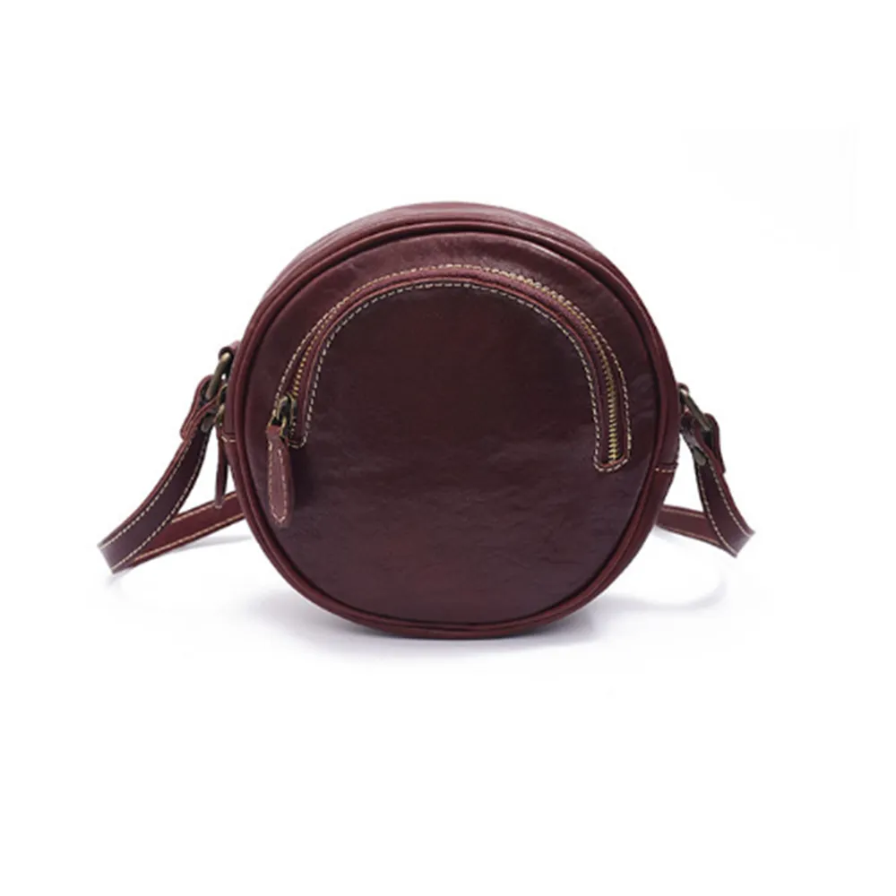 YAAGLE Women Personalized Tanned Leather Round Shoulder Bags YG7120