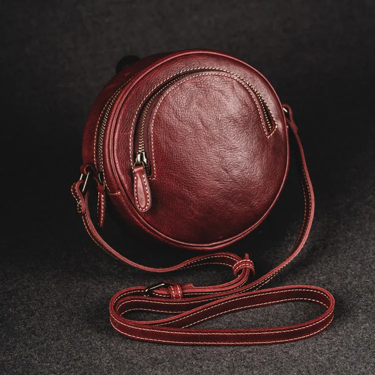 YAAGLE Women Personalized Tanned Leather Round Shoulder Bags YG7120
