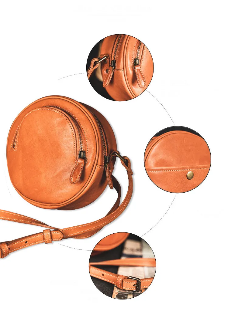 YAAGLE Women Personalized Tanned Leather Round Shoulder Bags YG7120