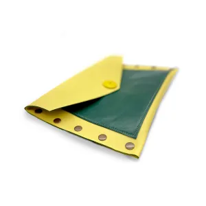 Yellow & Green Leather Color Block Envelope Clutch