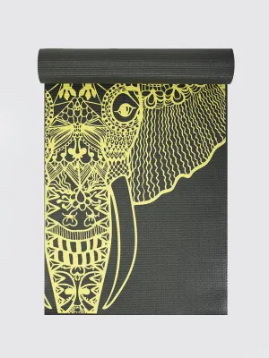 Yellow Elephant Yoga Mat - Grey & Yellow
