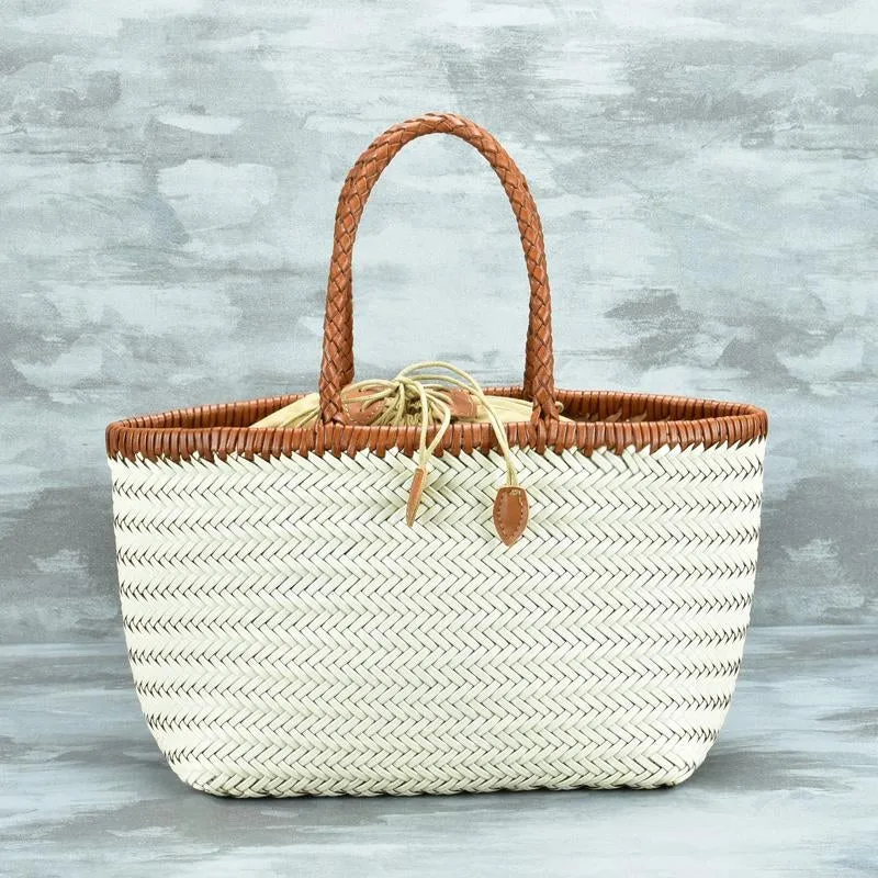 Zephyra | Handwoven Straw & Leather Tote Bag