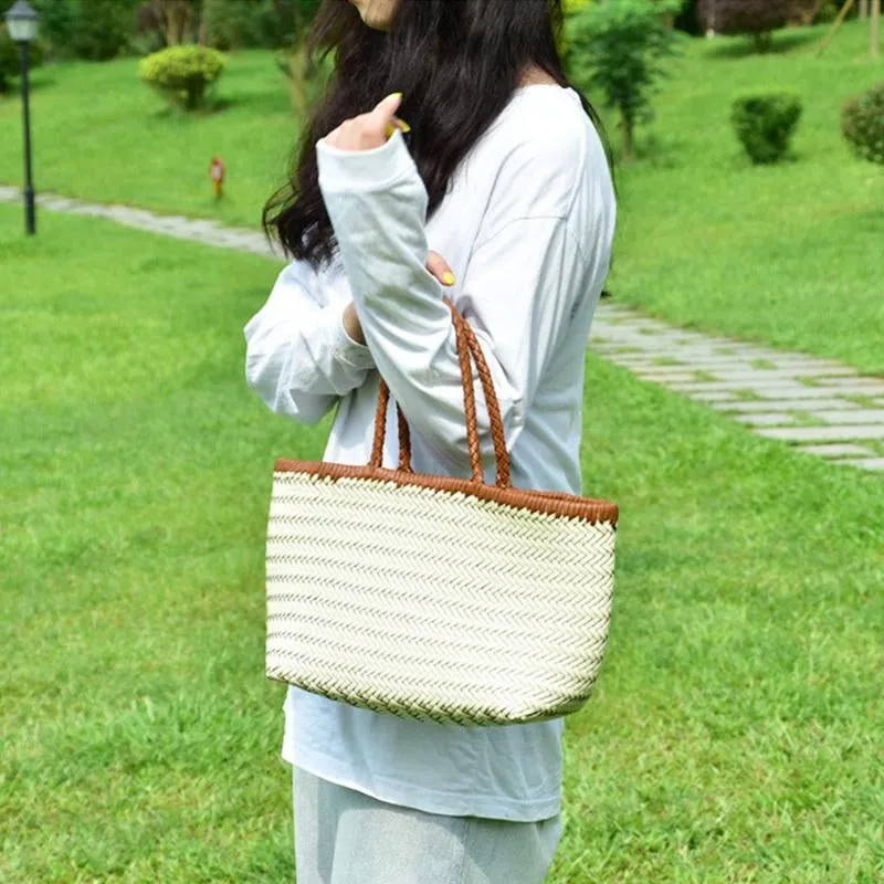 Zephyra | Handwoven Straw & Leather Tote Bag