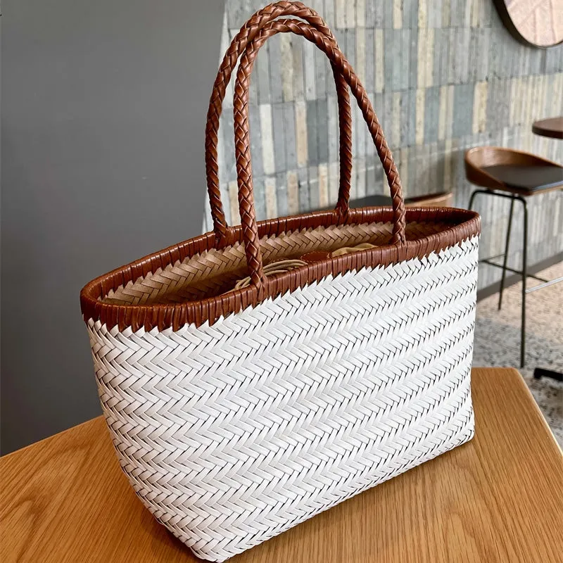 Zephyra | Handwoven Straw & Leather Tote Bag