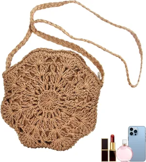 ZoneYan Handwoven Shoulder Bags, Straw Clutch Purse, Handmade Beach Crossbody, Straw Shoulder Bag, Summer Beach Bag, Beach Clutch Purse, Handmade Shoulder Bag, khaki