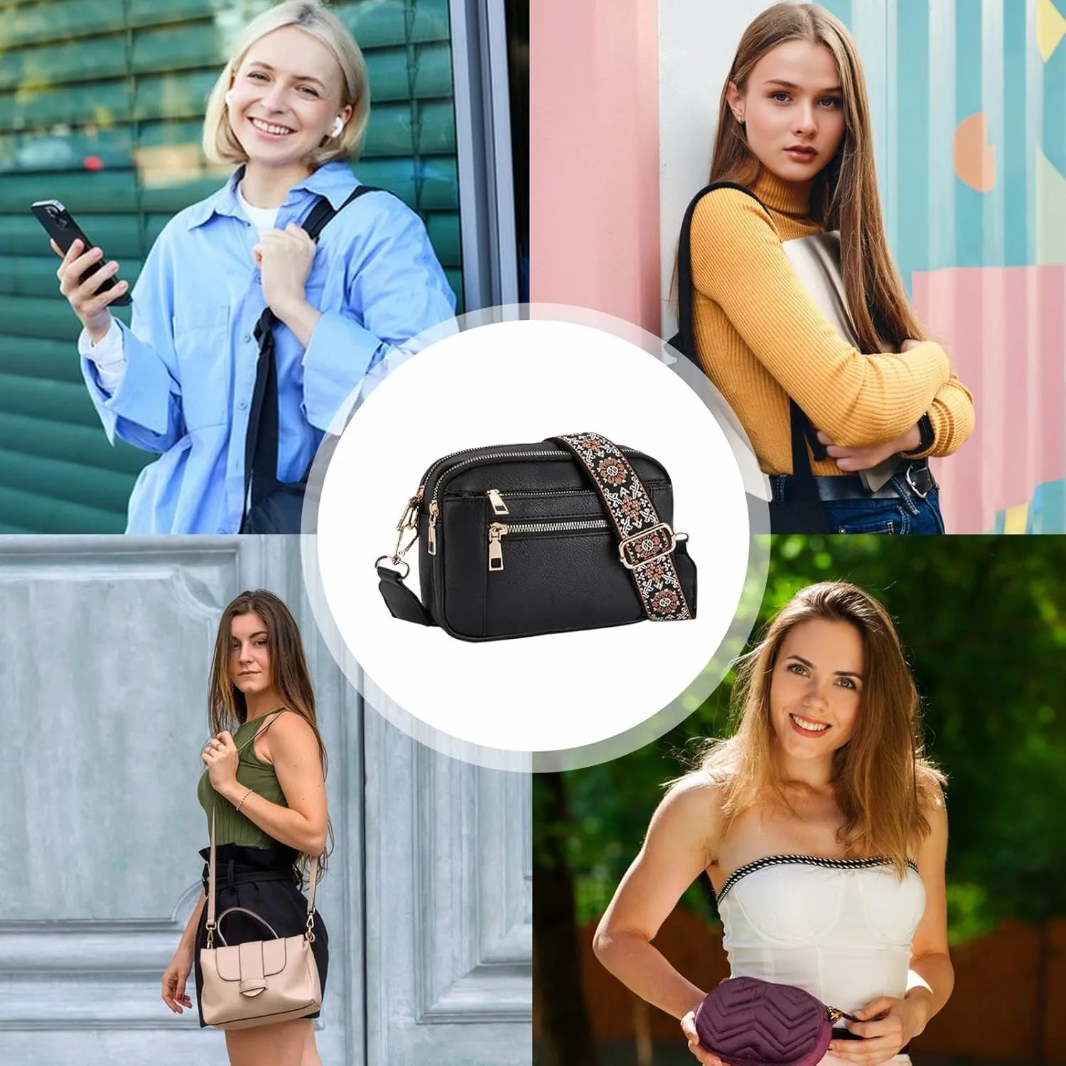 Zqkimzi Shoulder Bag for Women, Fashion Crossbody Bag, PU Leather Bag, Fashion Women Shoulder Bags, Multiple Pockets, Hobo Bags, Fashion Shoulder Bags for Women