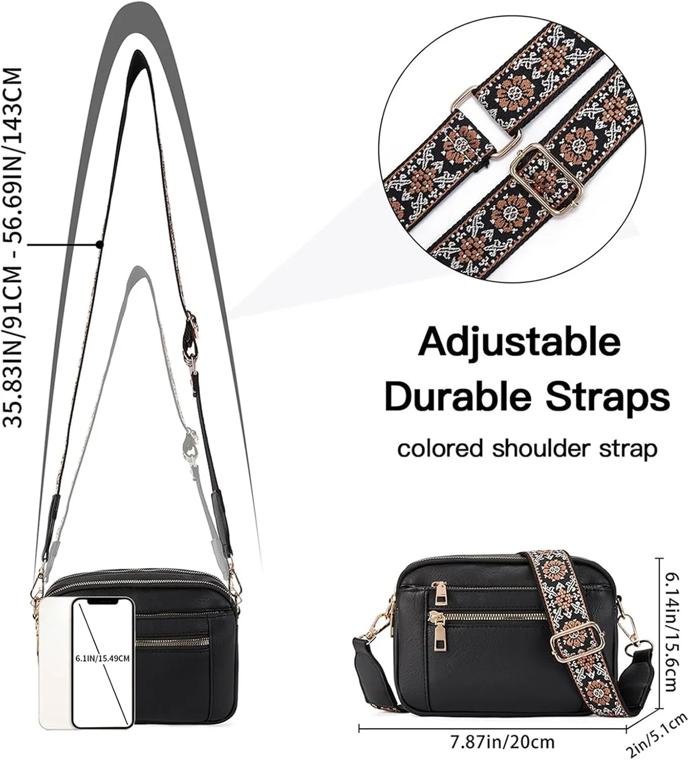 Zqkimzi Shoulder Bag for Women, Fashion Crossbody Bag, PU Leather Bag, Fashion Women Shoulder Bags, Multiple Pockets, Hobo Bags, Fashion Shoulder Bags for Women